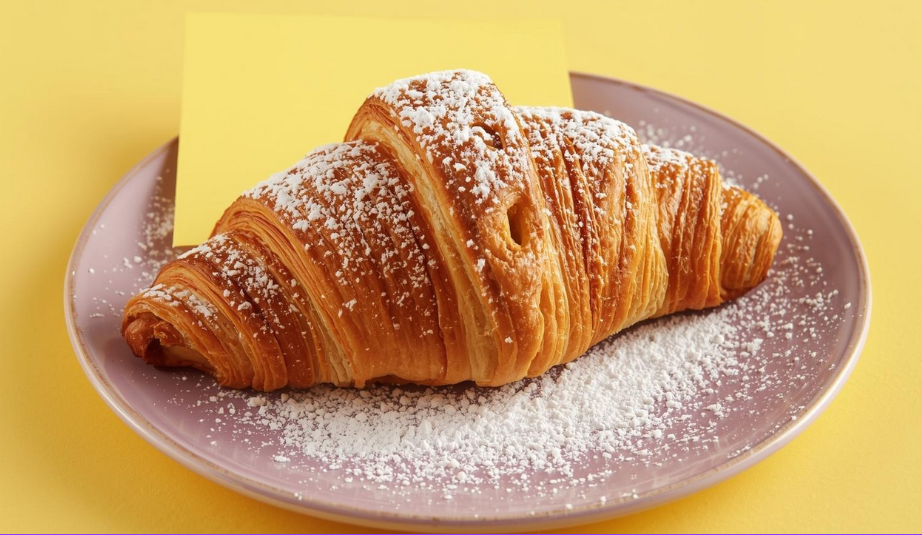Croissant auf Teller als Belohnung im Job bei Stress - Stressessen www.simply-good-coaching.de