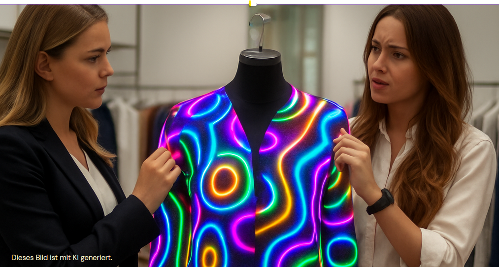 Frau im Laden, wird von Verkäufering überredet. People Pleasing www. simply-good-coaching.de